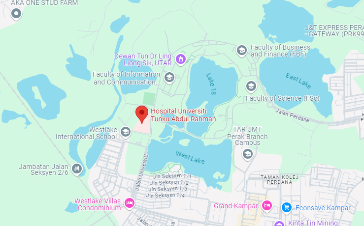 google map of kampar and UTAR